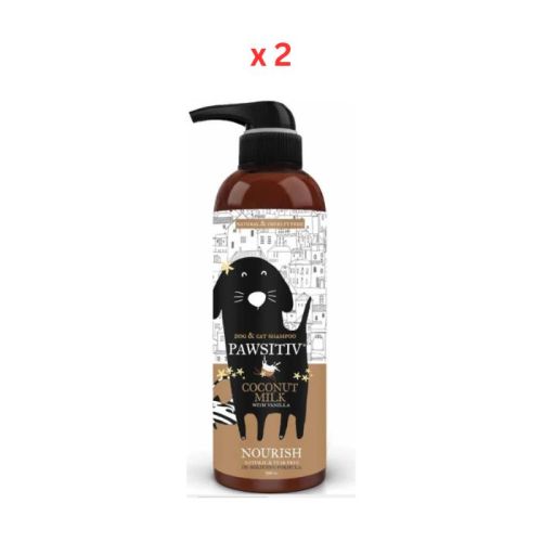 Pawsitiv Natural and Tearless Lavender with Coconut Milk With Vanilla DeShedding Formula (NOURISH Shampoo for Dogs & Cats 500ml Pack Of 2