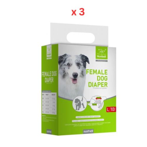 Nunbell Female Dog Diapers L Size Pack Of 3