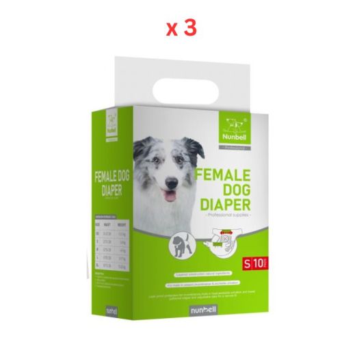 Nunbell Female Dog Diapers S Size Pack Of 3