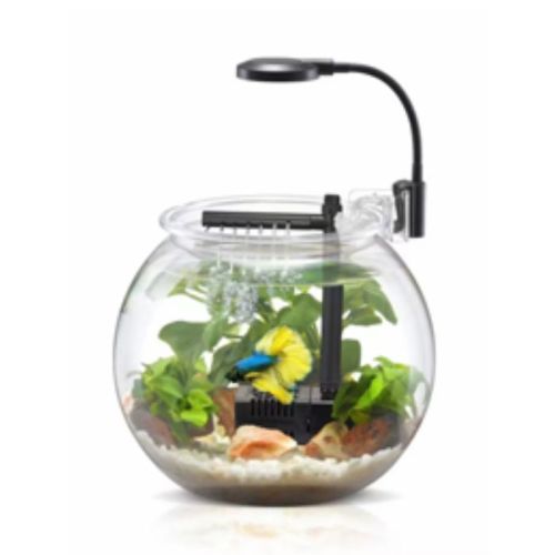 Nubios Spherical Plastic Fish Tank With Filter And Led Clip Lamp NB-100 21 x 17.5cm