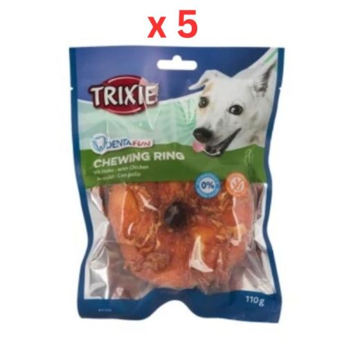 Trixie Denta Fun Chewing Ring with Chicken Dog Chew 110G (Pack of 5)