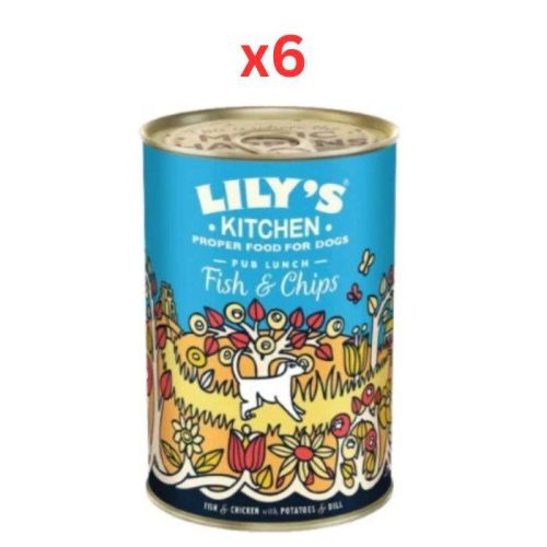 Lily's Kitchen Fish & Chips Wet Dog Food 400g (Pack of 6)