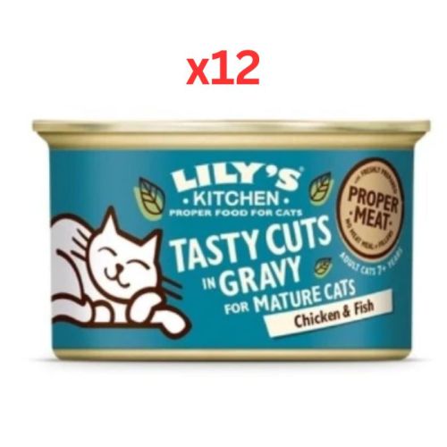 Lily's Kitchen Tasty Cuts Chicken & Fish Senior Wet Cat Food 85G (Pack of 12)