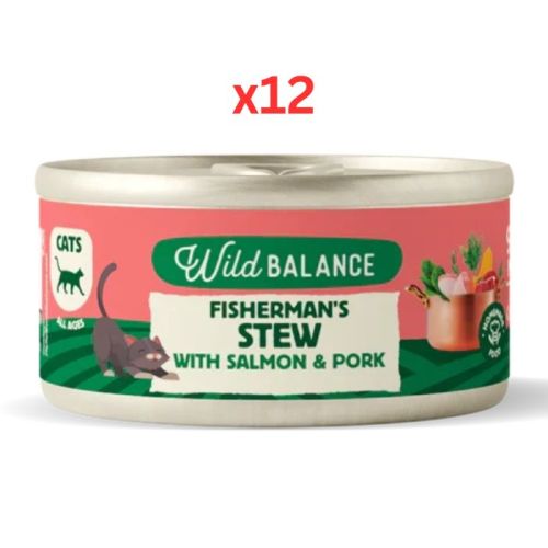 Wild Balance Fishermans Stew with Salmon & Pork Wet Cat Food 80G (Pack of 12)