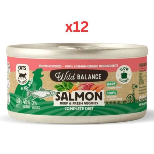 Wild Balance Salmon with Beef & Fresh Veggies Wet Cat Food 120G (Pack of 12)