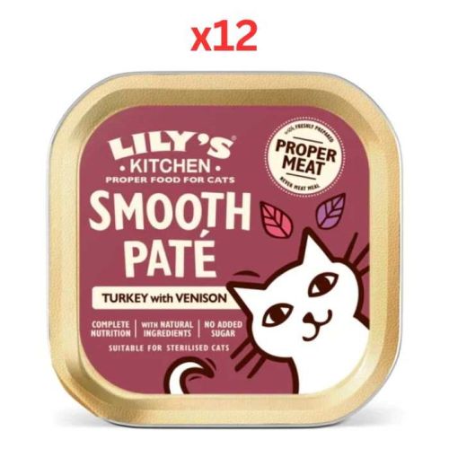 Lily’s Kitchen Smooth Pate Turkey with Venison Wet Cat Food 85G (Pack of 12)