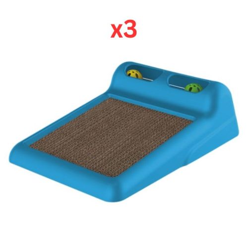 Georplast Flipper Cat Toy & Scratcher - Blue (Pack Of 3)