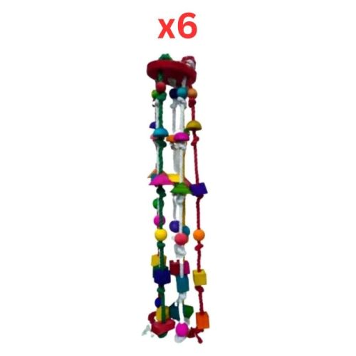 Pets Club Natural Wooden Bird Toy H-85 Cm, W-6 Cm  (Pack of 6)