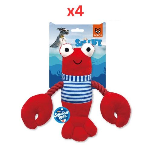 FOFOS Sealife Lobster Dog Toy (Pack of 4)