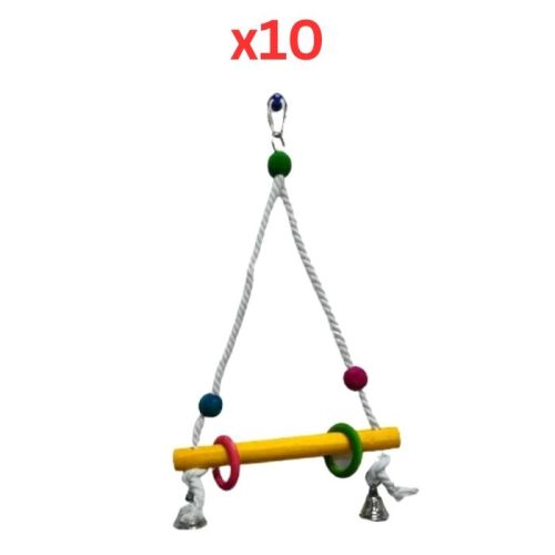 Pets Club Natural Wooden Bird Toy With Bell H-33 Cm, W-20 Cm (Pack of 10)