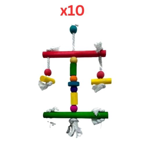 Pets Club Natural Wooden Bird Toy With Bell H-42 Cm, W 20 Cm (Pack of 10)