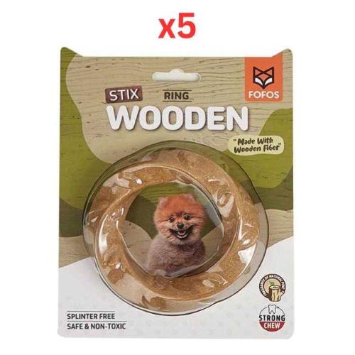 Fofos Woodplay Ring Dog Toy (Pack of 5)
