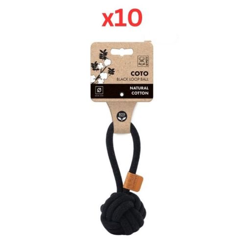 M-Pets Coto Black Loop Ball Small Eco Friendly Dog Toy (Pack of 10)