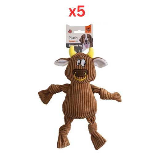 Fofos Fluffy Cow Dog Toy (Pack of 5)