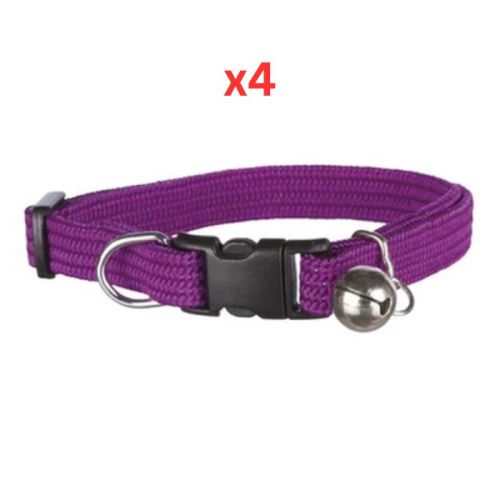 Trixie Elastic Nylon Collar For Cats - Purple 20-32cm (Pack Of 4)