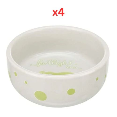 Trixie Bowl Spotlight Comic Guinea Pigs Ceramic Bowl For Small Pets - Green 11cm (Pack Of 4)