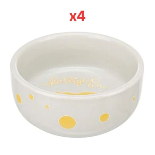 Trixie Bowl Spotlight Comic Guinea Pigs Ceramic Bowl For Small Pets - Orange 11cm (Pack Of 4)