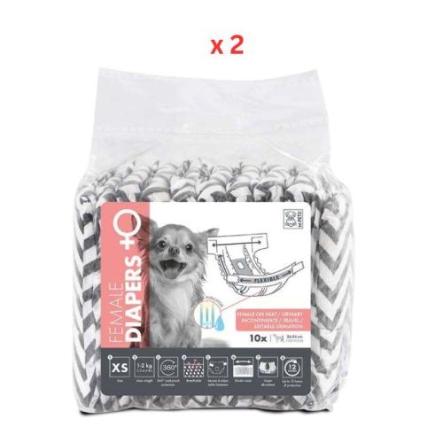 M-Pets Female Dog Diapers XS 10 Pack Of 2