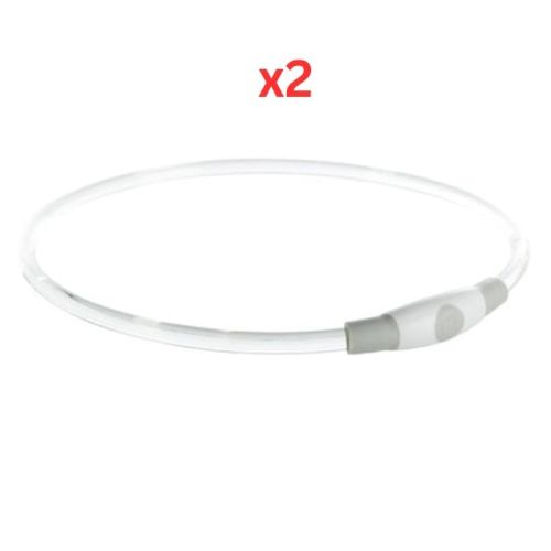Trixie USB Flash Light Collar For Dogs - Grey S-M (Pack Of 2)