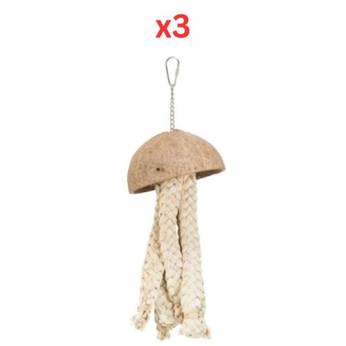 Trixie Coconut & Banana Leaves Natural Bird Toy - Brown 37Cm (Pack Of 3)