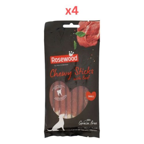 Pets Unlimited Chewy Stick with Beef Small Dog Treats 8pcs (Pack of 4)