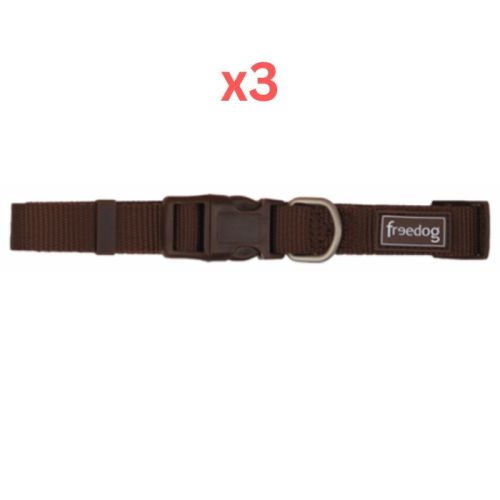 Freedog Basic Nylon Collar for Dogs - Brown Extra Large (Pack of 3)
