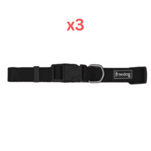 Freedog Basic Nylon Collar for Dogs - Black Extra Large (Pack of 3)