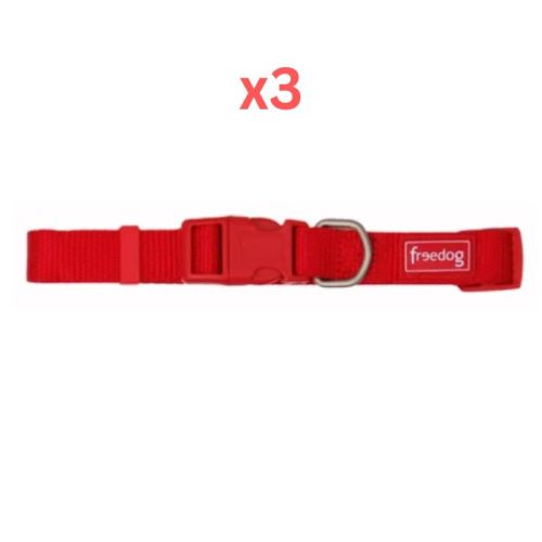 Freedog Basic Nylon Collar for Dogs - Red Extra Large (Pack of 3)