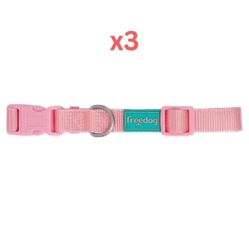 Freedog Basic Nylon Collar for Dogs - Pink Extra Large (Pack of 3)