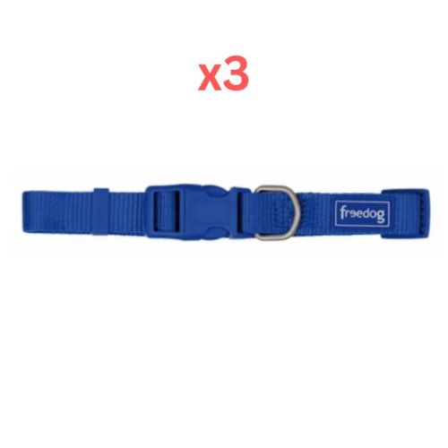 Freedog Basic Nylon Collar for Dogs - Blue Extra Large (Pack of 3)