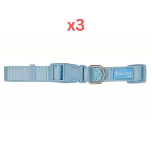 Freedog Basic Nylon Collar for Dogs - Sky Blue Extra Large (Pack of 3)