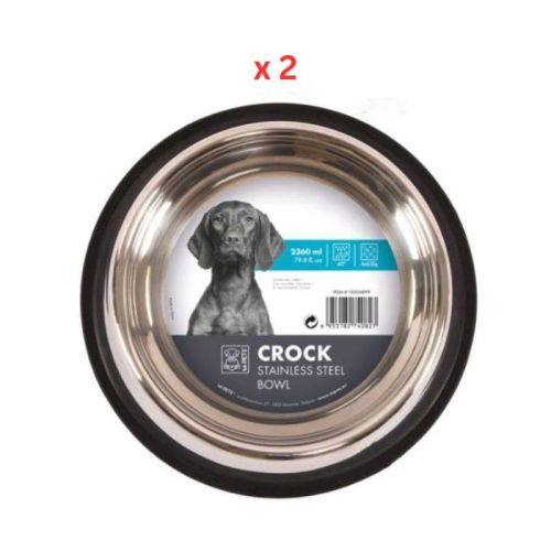 M-pets Crock Stainless Steel Bowl XXL (Pack of 2)