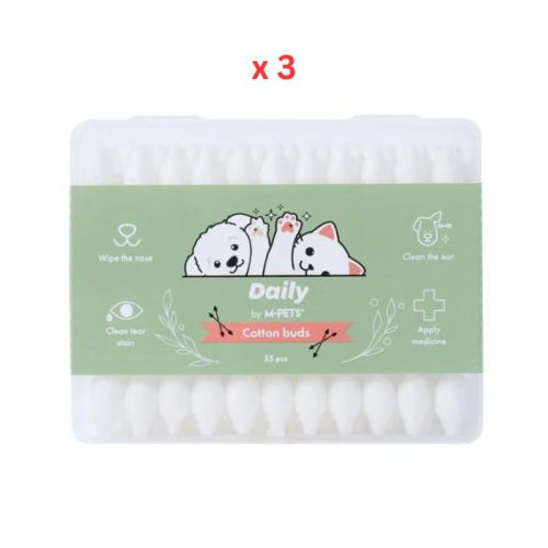 M-Pets Daily Pet Cotton Buds 10.8x8.7x4cm  55 pcs Pack Of 3