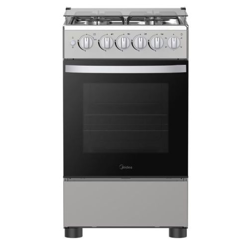 Midea 50x55cm Freestanding Cooker, Full Gas Cooking Range With 4 Burners, Stainless Steel, Automatic Ignition & Full Safety, Heat Resistant Knobs - MFO-MG20TESS-FFD