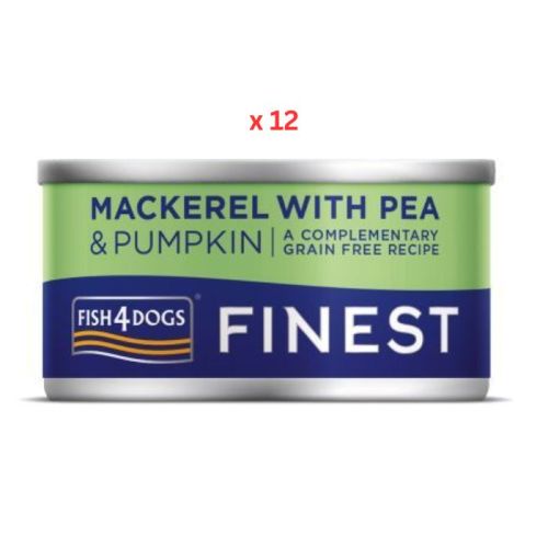 Fish4Dogs Finest Mackerel with Pea & Pumpkin Wet Dog Food 85g Pack Of 12