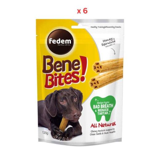 Fedem Bene Bites For Dogs Healthy Snacks for Fresh Breath & Tartar Control 120g Pack Of 6