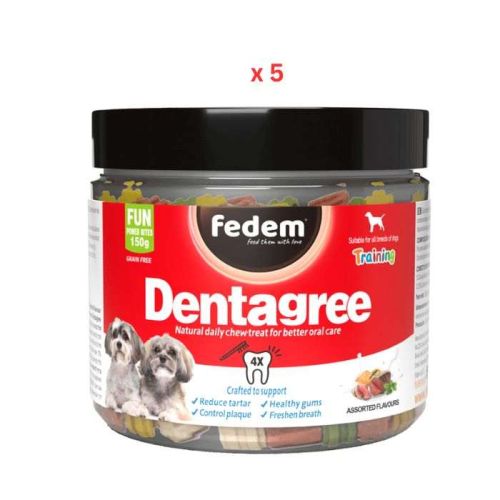 Fedem Dentagree Training Power Bites For Dogs Assorted Flavours 150g Pack Of 5