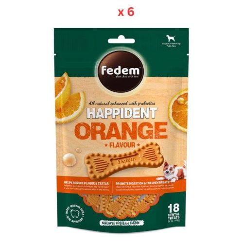 Fedem Happident Petite Dog Treats Orange Flavour 144g(18pcs) Pack Of 6