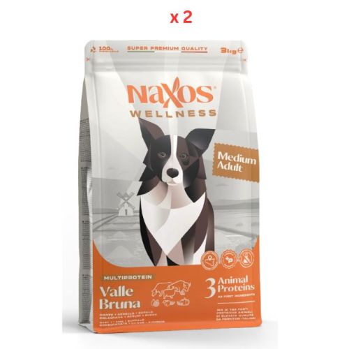 Naxos Adult Medium Natural Beef, Buffalo & Lamb – 3kg Pack Of 2