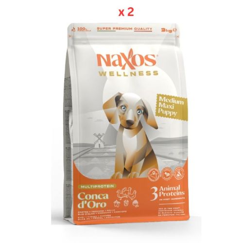 Naxos Puppy Medium Maxi Multiprotein (Duck, Chicken & Turkey) 3kg Pack Of 2
