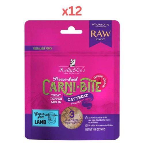 Kelly & Co's Freeze Dried Carni Bite Topper Mix In Lamb For Cat Treat - 10g Pack Of 12