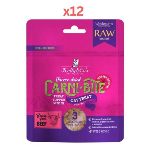 Kelly & Co's Freeze Dried Carni Bite Topper Mix In Beef For Cat treat - 10g Pack Of 12