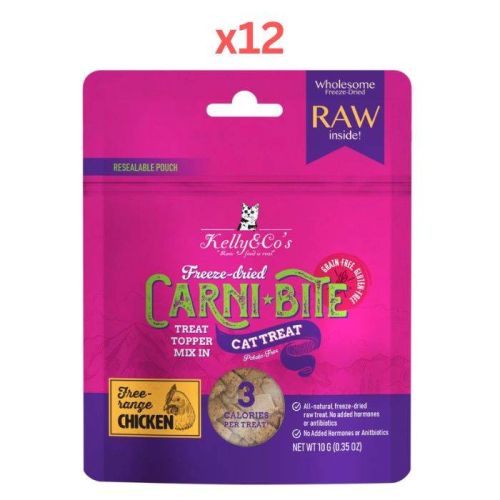 Kelly & Co's Freeze Dried Carni Bite Topper Mix In Chicken For Cat Treat-10g Pack Of 12