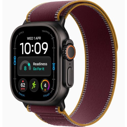 Apple Watch Ultra 4, GPS + Cellular, Black Titanium Case with Burgundy Trail Loop - M/L
