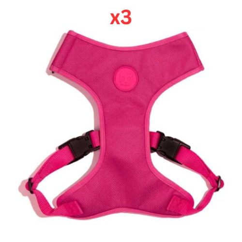 Zee Dog Pink Led Adjustable Air Mesh Harness Medium (Pack of 3)