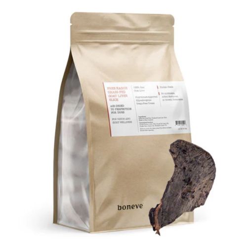 Boneve Air-Dried Free-Range Grass-Fed Goat Liver Slice Dog Treat - 120G