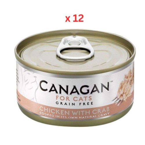 Canagan Chicken with Crab Wet Cat Food 75g Tin (Pack Of 12)