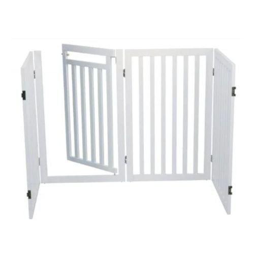Trixie White Wooden 4-Part Barrier with Door For Dogs 81cm