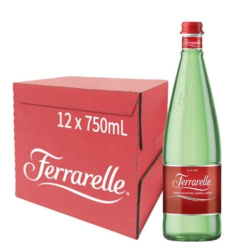 Ferrarelle Natural Sparkling Mineral Water 750ml Glass, Case of 12