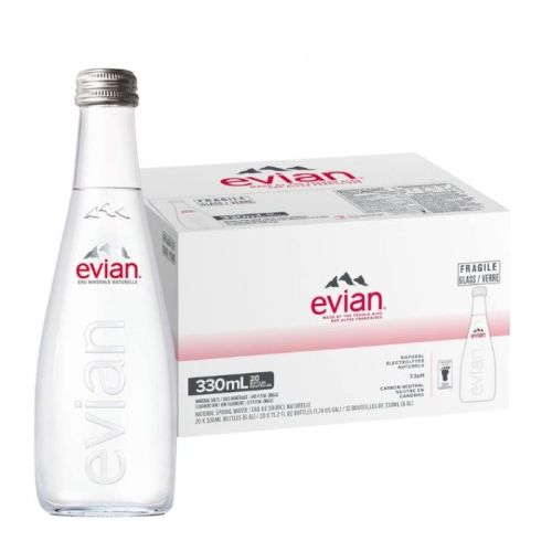 Evian Still Natural Mineral Water Glass 330mlX20 Bottles